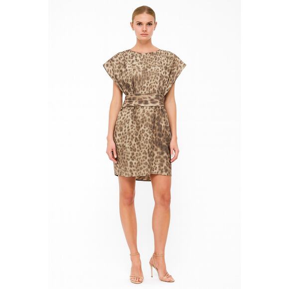 Veronica Beard Leopard Open Back Mini Dress 0 Leopard - Picture 1 of 6